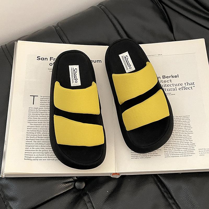 Fashion and leisure heightening non-slip one-word slippers for women's summer outer wear, home versatile one-pedal thick-soled cool slippers