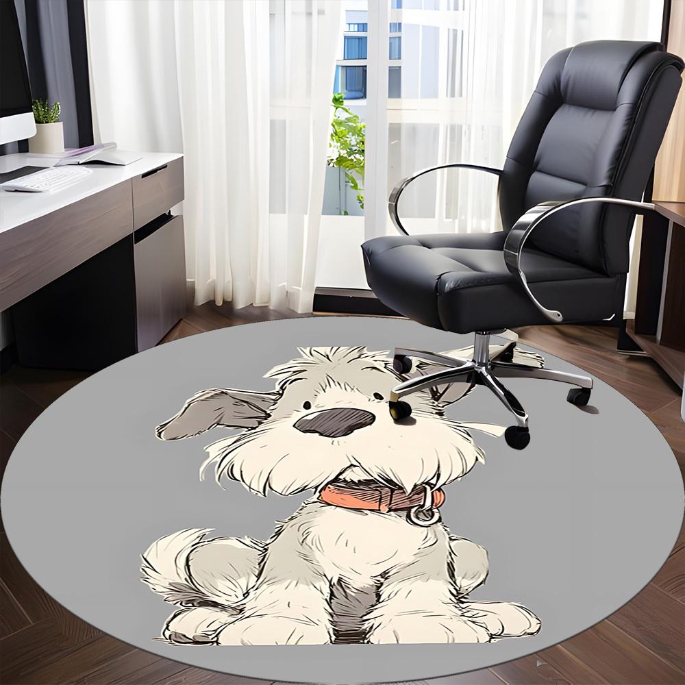 1pc Schnauzer Dog Office Round Rug, Non-slip, Soft and Durable Office Rug for Interior Decoration, Perfect for Office, Beautiful Decoration Yy26031201