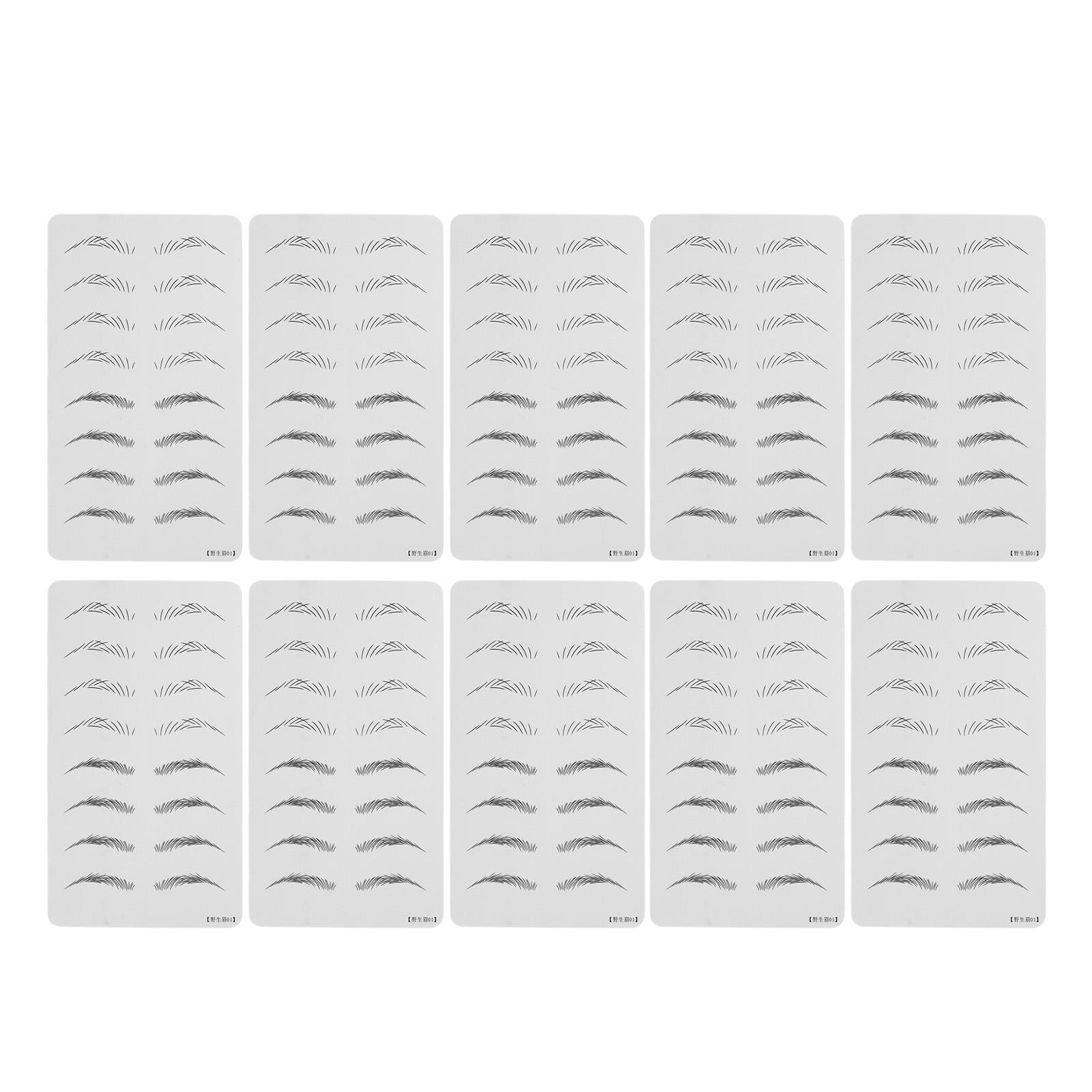 

10 шт., утолщенная кожа для татуировки бровей, двухсторонние силиконовые безчернильные лыжи для микроблейдинга Style 1