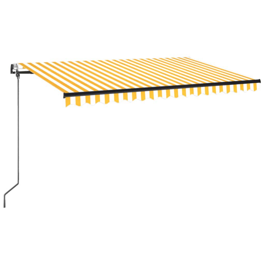 Automatic Awning with LED Lights and Wind Sensor 450 X 350 Cm Yellow White
