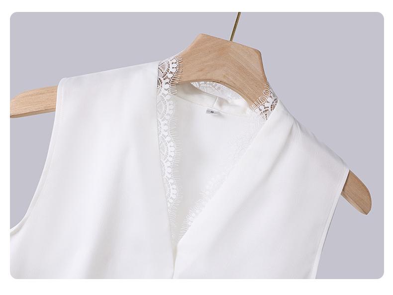 Black Spring/Summer Satin Lace Trim Vest – Slimming Women's Elegant Layered Top
