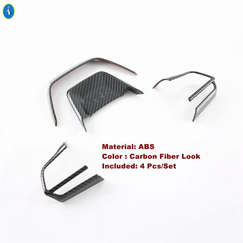 Carbon Fiber Look Car Steering Wheel Bottom Decor Frame Cover Trim ABS Accessories Fit For Toyota Highlander