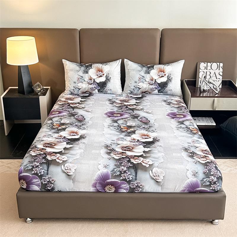 Cyfrowy nadruk kwiatowy 5D Zestaw poszewek na kołdrę z poszewkami na poduszki i prześcieradłem (Wielu rozmiarów)