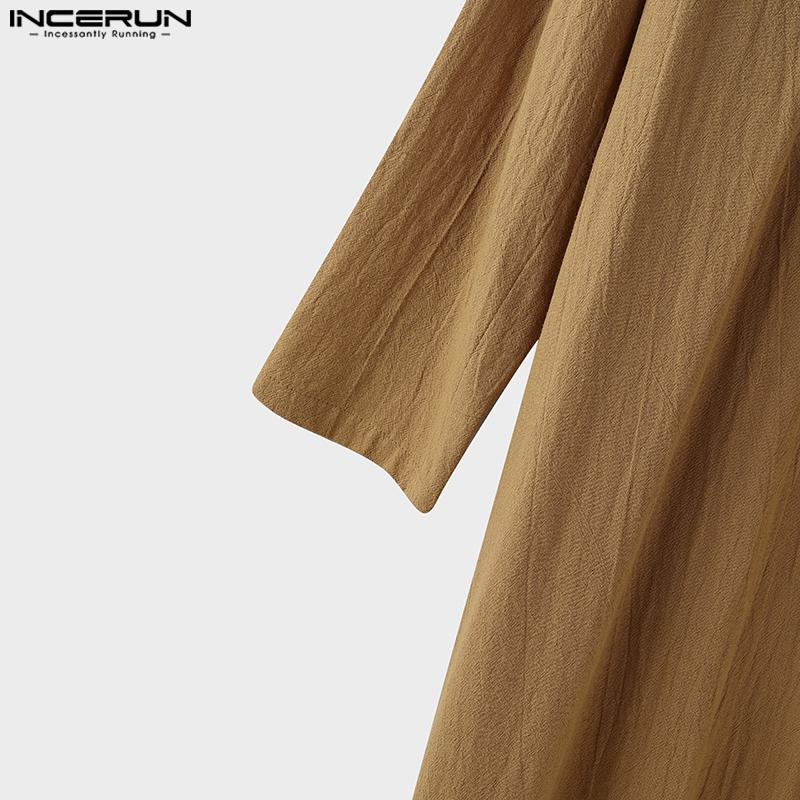 INCERUN Vintage Herren Langarm Offene Vorderseite Lässige Lange Strickjacke Oberteile