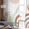 Boho Geometric Abstract Leaves Sheer Curtains For Living Room Kitchen Window Curtains Bedroom Tulle Voile Curtains