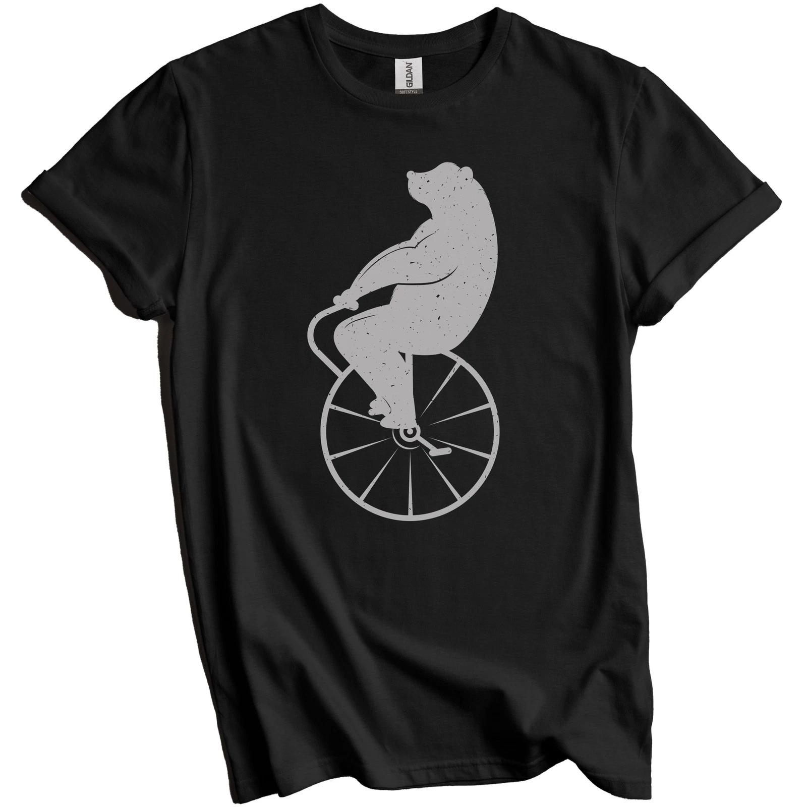 Bear Riding A Unicycle Vintage Retro Style Funny T-Shirt 4XL