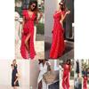Stylish Womens Holiday Polka Dots Slit Maxi Dress Perfect For Summer Beach Outings