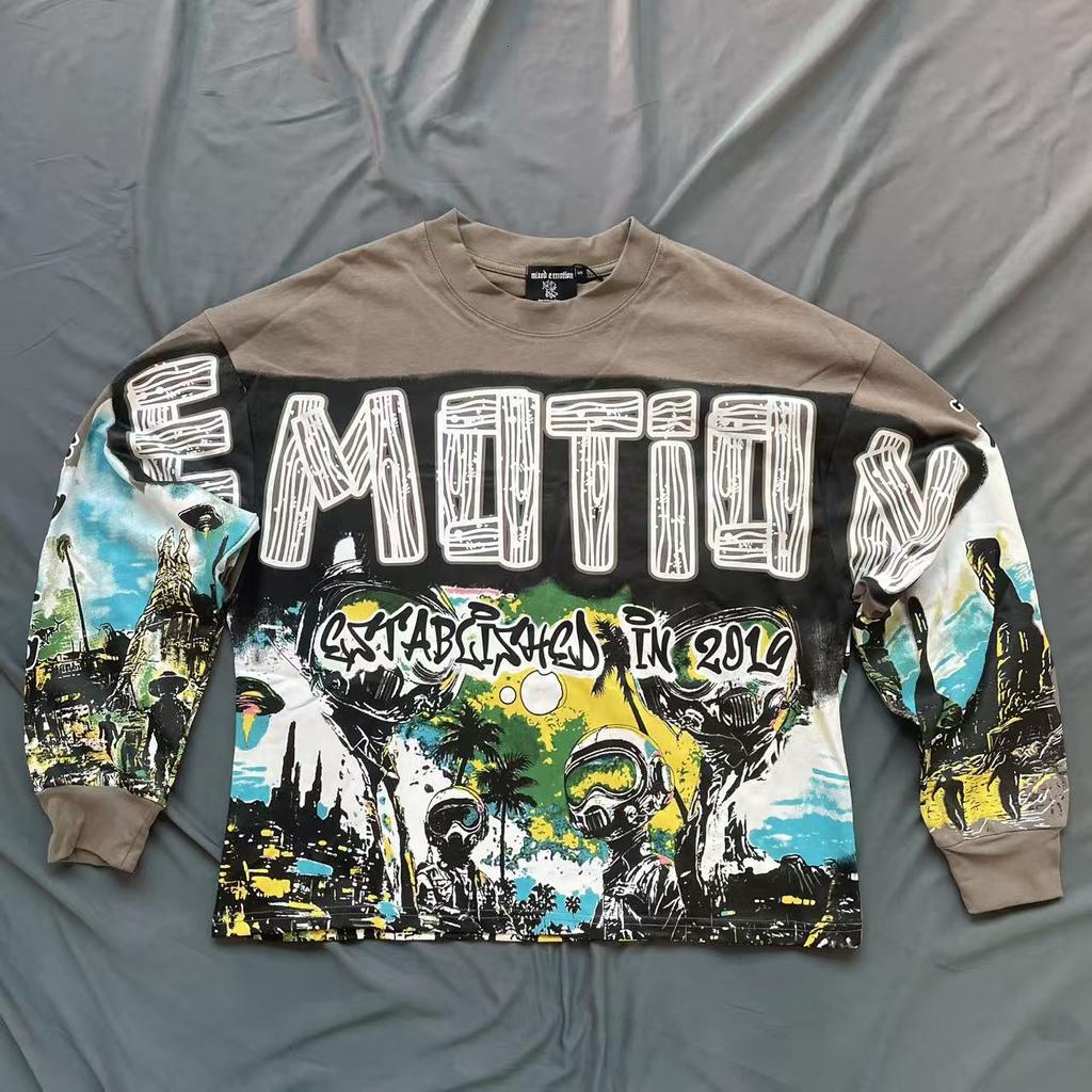 2026 Spring and Autumn New MIX Retro with Diamond Angel Letter Crew Neck Long Sleeve Men and Women of the Same Style, One Piece Will Be Sent In