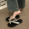 French Style with Skirt Rhinestone Cool Slippers Women's Summer Wear 2025 New Beautiful Seaside Sandals Fairy Silver Slippers