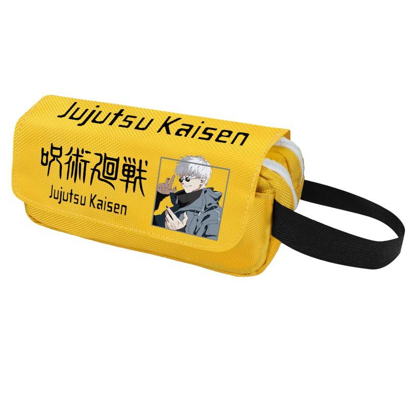 Anime Jujutsu Kaisen Pencil Case Double Zipper Large Capacity Canvas Stationery Organizer Students