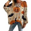 Women's Halloween Print Knit Pullover Sweater Top