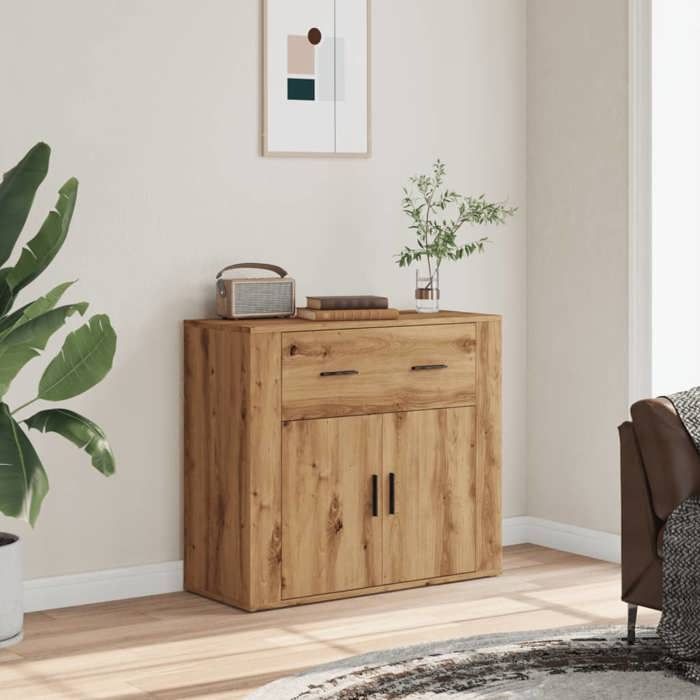 VidaXL Buffet Artisanal Oak 80x33x70 Cm Engineered Wood, Furniture, Storage Furniture, Cabinet, Cupboard, Side Furniture, 857076