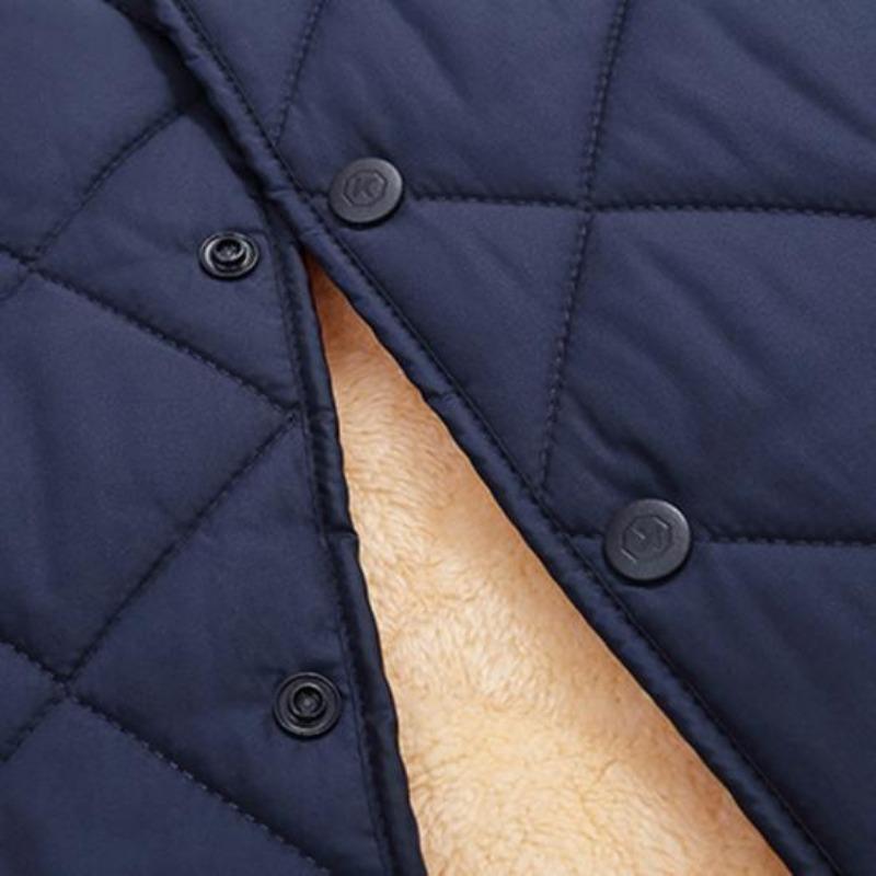 Männer Winter Herbst Mantel Dicker Plüsch Gepolstert Stehkragen Nackenschutz Warm Langarm Reine Farbe Plus Größe Weiche Einreiher Taschen Strickjacke