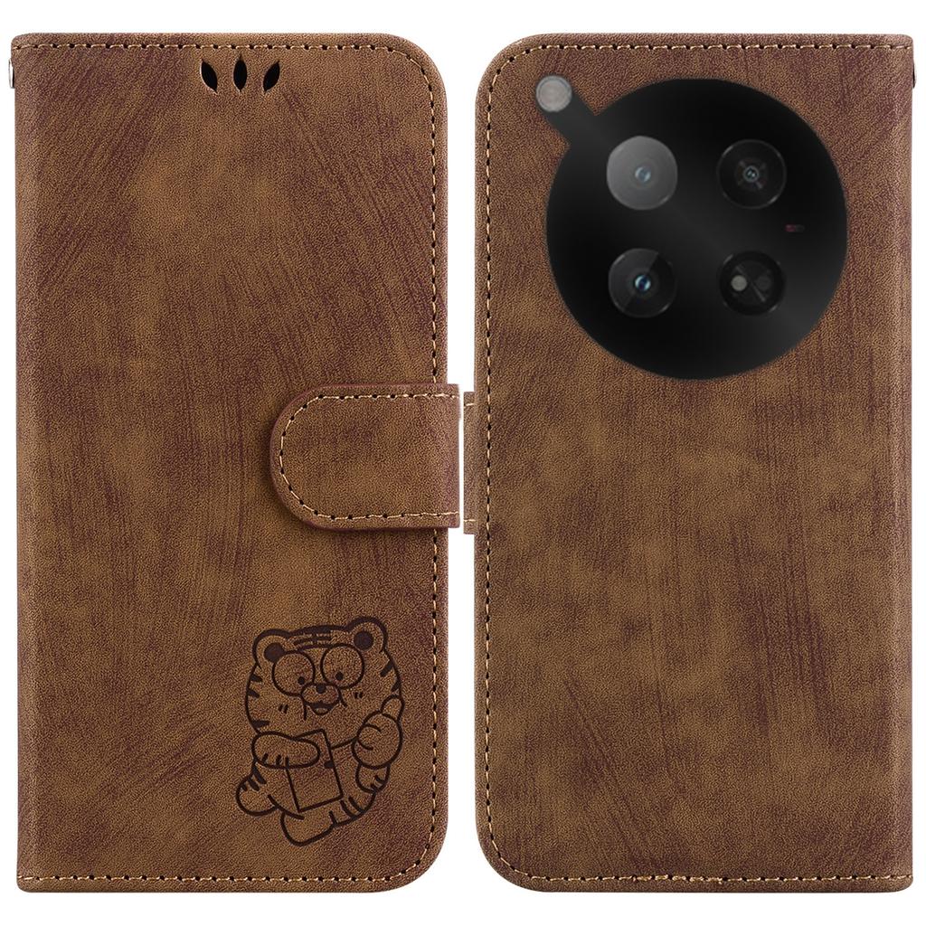 For Infinix Zero 40 4G Wallet Case Tiger Imprint Leather Shockproof Phone Cover with Wrist Strap