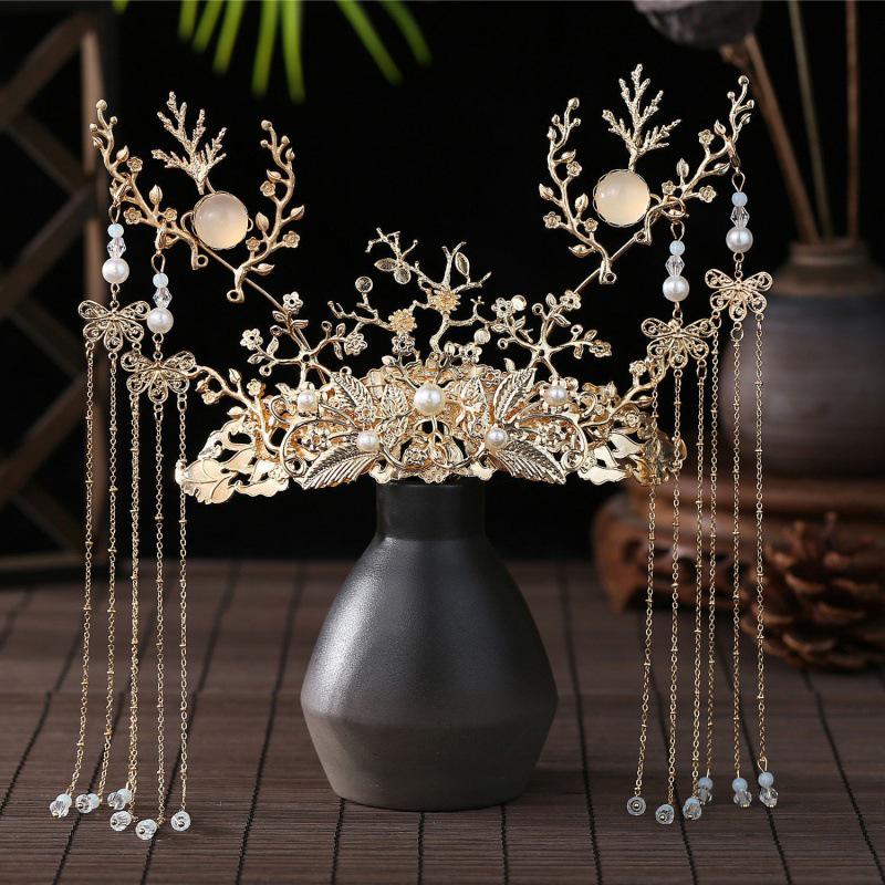 Ancient Style Hanfu Headdress Tassel Hairpin Set - Fairy-Inspired Chinese Costume Hair Accessories for Women