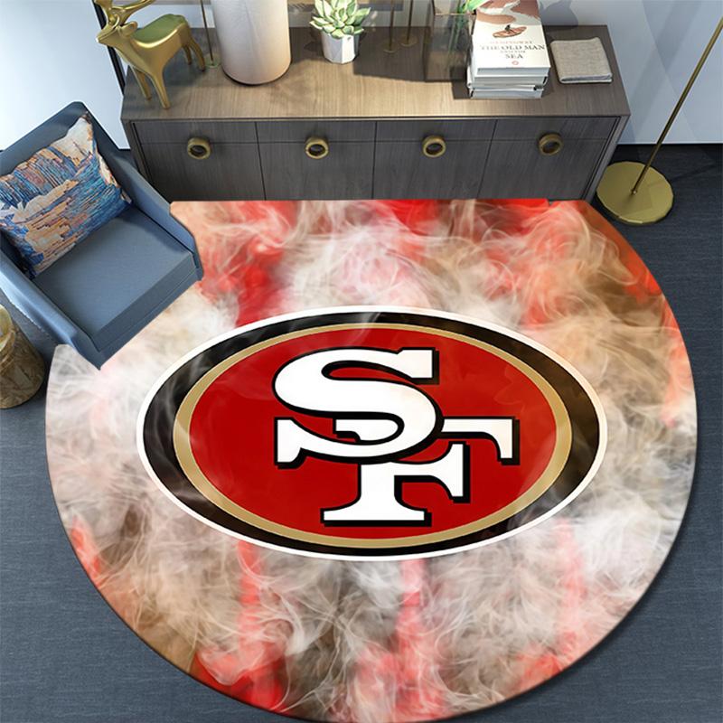 San Francisco 49ers2, Rond Vloerkleed, Tapijt voor Woonkamer Slaapkamer Bank Speelkamer Decoratie, Antislip Vloermat