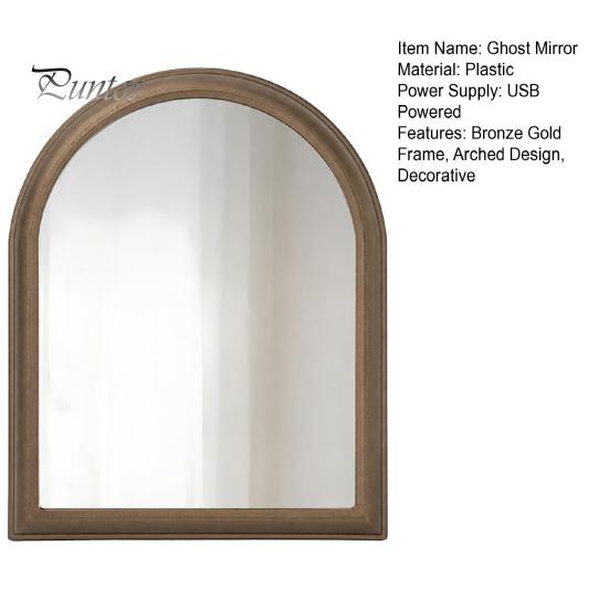 Gothic Interior Accents Halloween Light Up Ghost Mirror, Holding Candle on Spooky Creepy Mirror Decorations Indoor for Wall Table Mantel Room