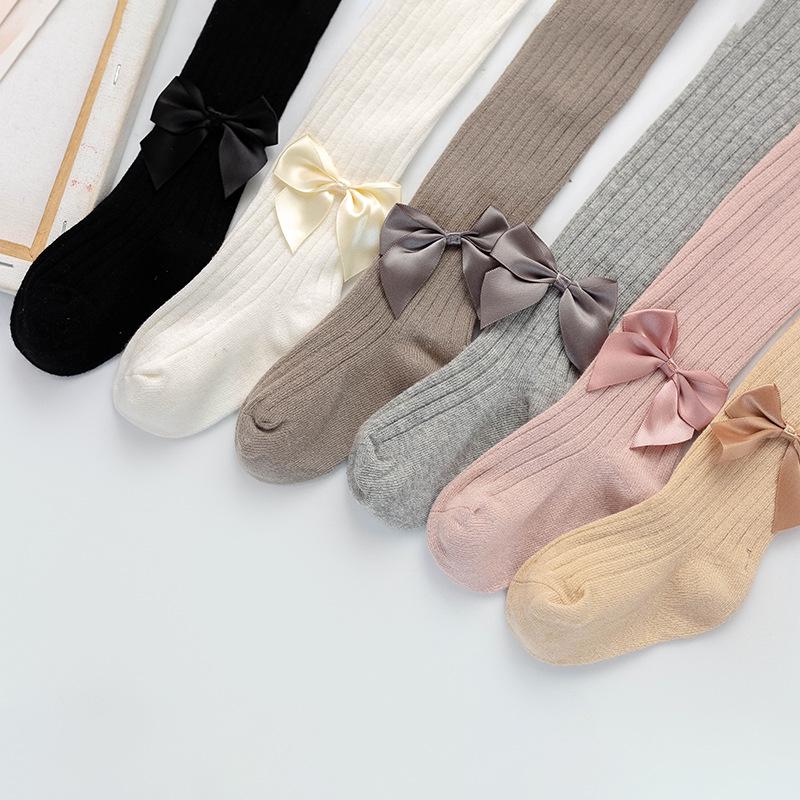 Girls' Baby Bowknot Leggings - Combed Cotton, 0-11 Years, Spring/Autumn
