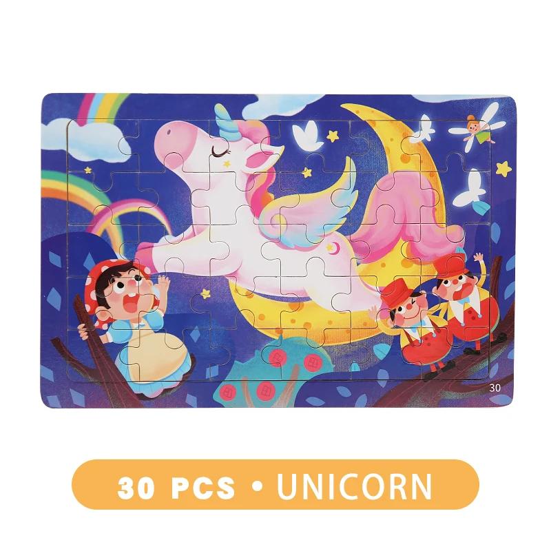 30pz Puzzle in Legno Animali Cartoni Animati Dinosauro Traffico Escavatore Tangram Puzzle Montessori Giocattoli Educativi per Bambini Regalo per Bebè