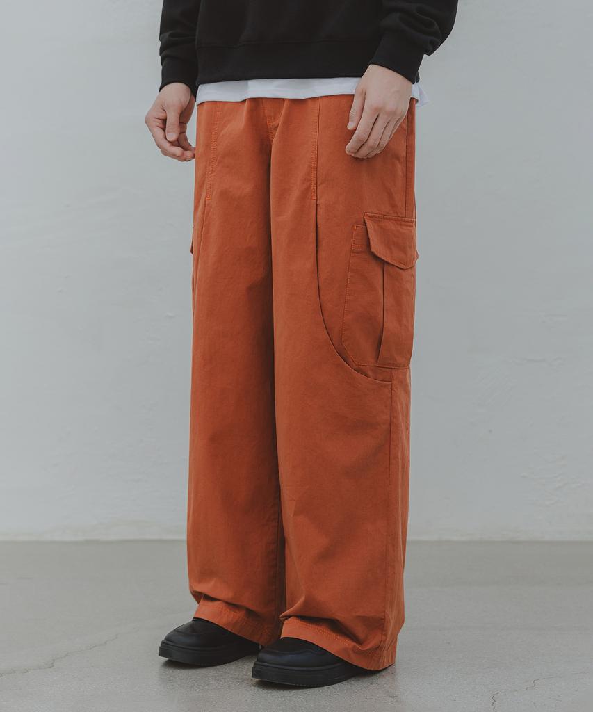 ALVINCLO [Deluxe] Washed Cotton Cargo Wide Elastic Waist Pants Dlx2924 (4 Colors)