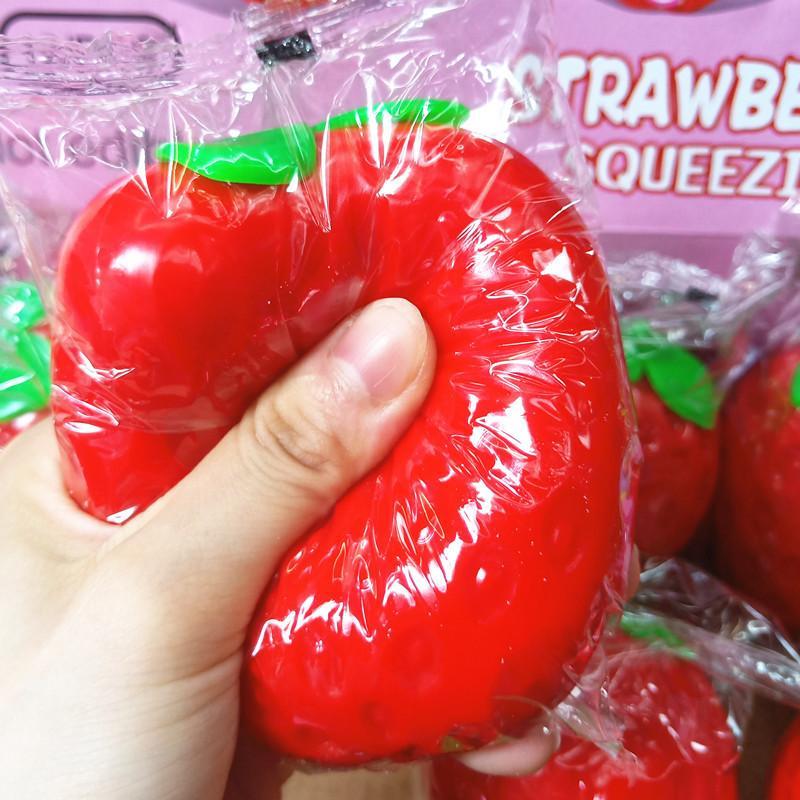 Creative Squishy Strawberry Stress Ball Toy Super Soft Building Block Filling Squeeze Fidget Toy Asmr Sensory Anti Stress Toys