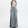 American Old Wide-leg Jeans Autumn High Waist Loose Washed Fringed Rough Edge Retro Mopping Straight Pants Tide