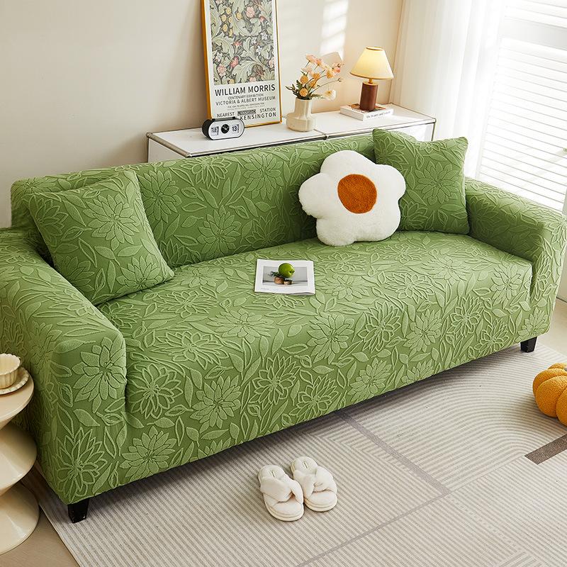 Simple Style Jacquard Fleece Sofa Cover, All-Season Non-Slip All-Inclusive Universal Cover