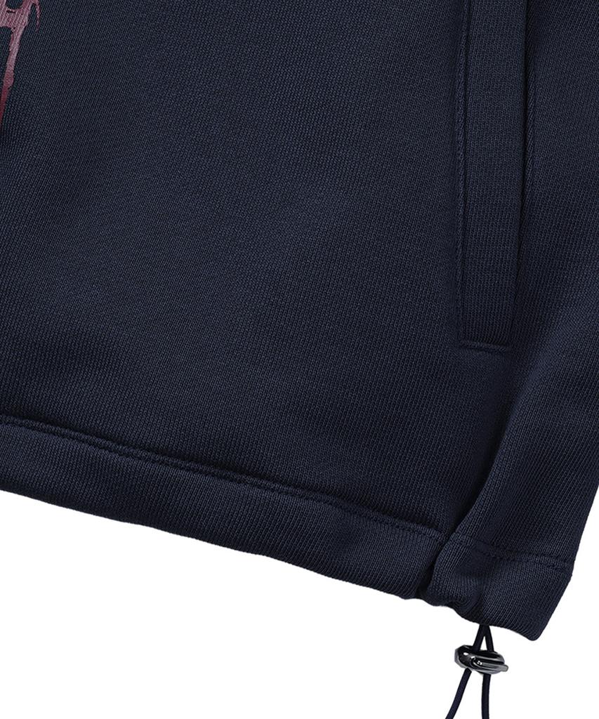 Devil Over Boxy Hoodie - Navy