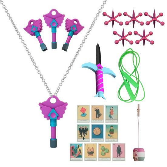 Korean Traditional Game Props Set Cards Spinners Fun Props Collectible Squid Parties
