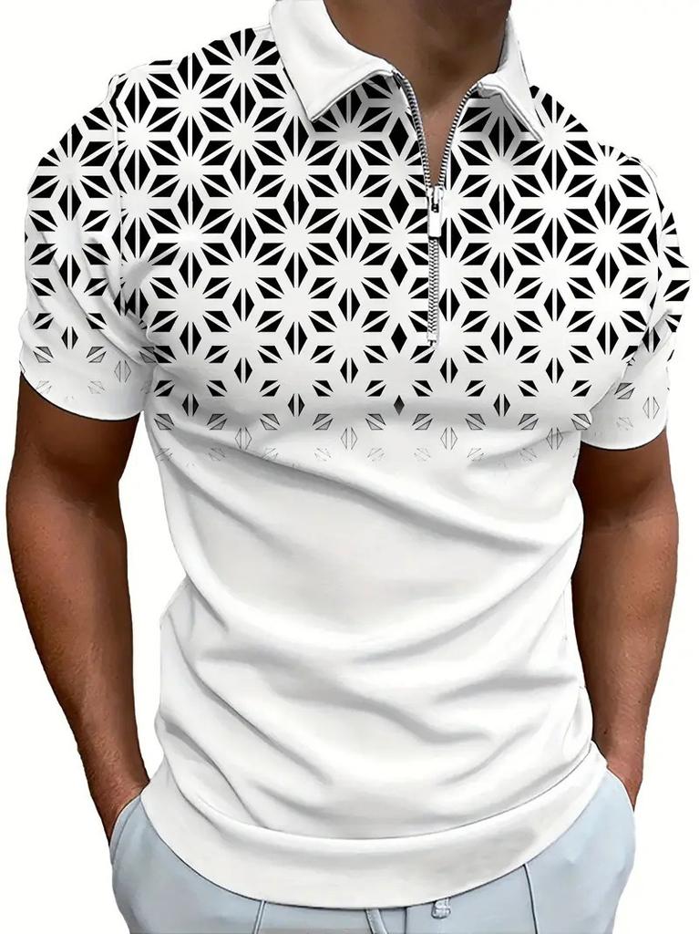 Essentielles kurzärmeliges Sternbild-Polo, trendiges lässiges Herrenoberteil.