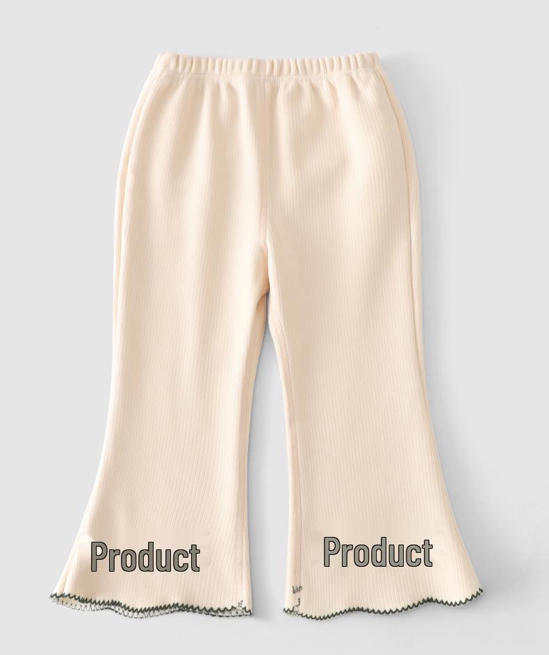 Baby Girl Cherry Embroidered Flared Trousers - Autumn Korean Style, Plus Velvet, Versatile, Fashionable Long Pants