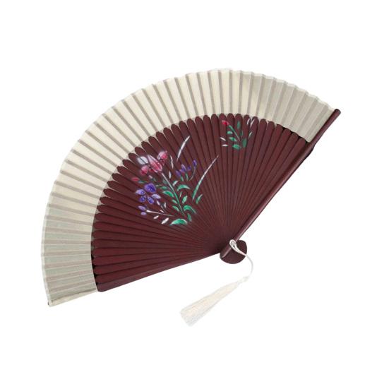 Chinese Style Flower Folding Fan with Tassels Vintage Portable Hand Fan Wedding Dance Party Decorative Handheld Fan Travel Accessory