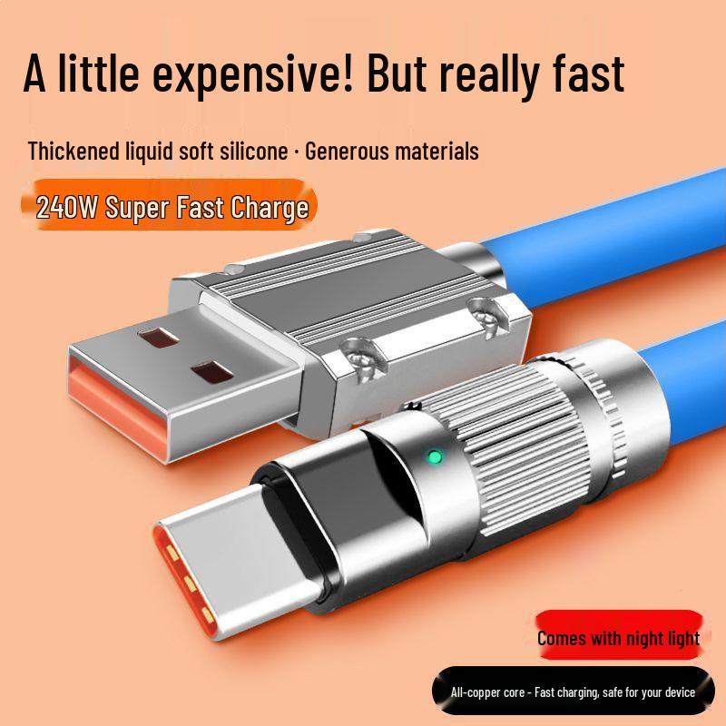 240W Rotatable Elbow Data Cable, Type-C for Fast Charging Huawei, Apple & Android Devices