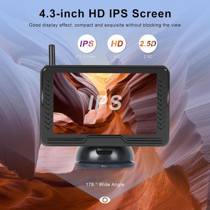 VECHTEL Caméra de Recul sans Fil 1080P, Moniteur IPS 4,3", Installation Facile, Vision Nocturne, Lignes DIY, pour…