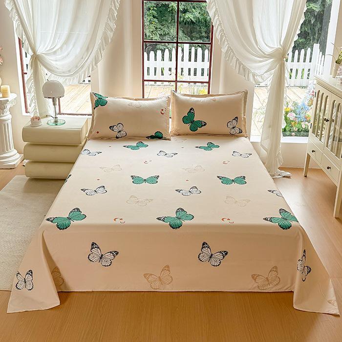 Double Person Cotton Bed Sheet for Summer - Skin-friendly, Student Dormitory Bedding