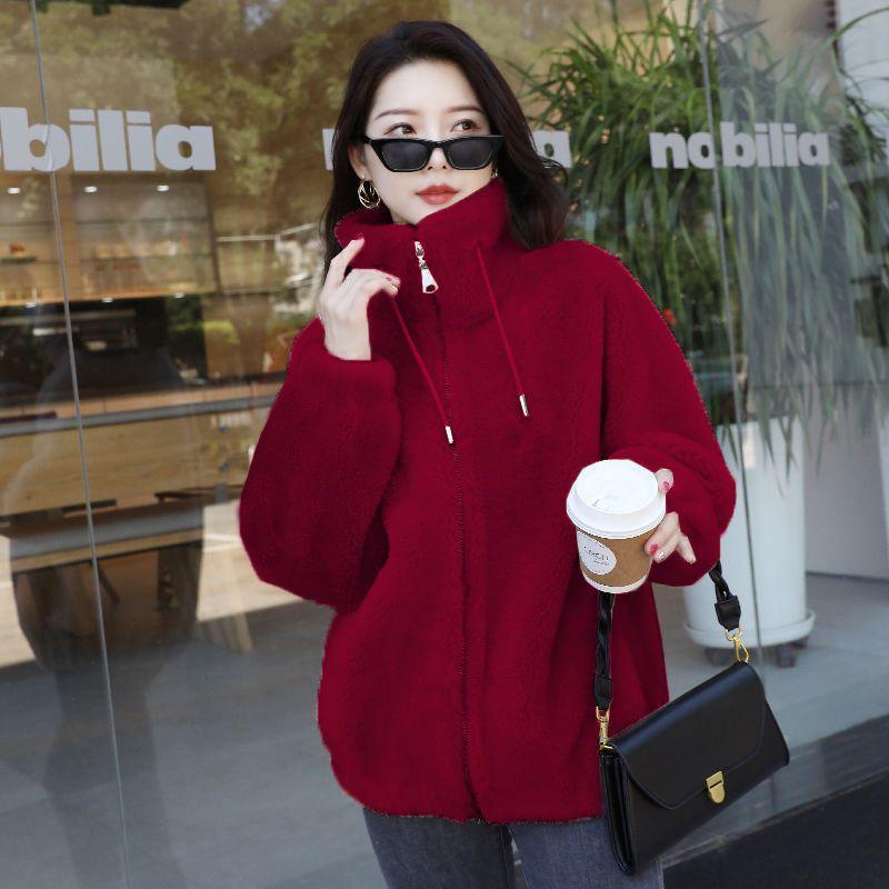 Women's Winter Warm Double Sided Coral Velvet With Thickened High Collar Zipper Coat