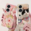 For Oppo Reno8 T Phone Case Reno 8T 5G 4G CPH2481 CPH2505 Elegant Floral Cat Soft Silicone Transparent TPU Lightweight Cases