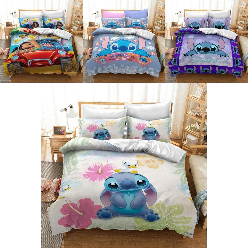 Çocuk Odası Dekorasyonu İçin Büyüleyici 3D Stitch Baskılı Lilo Stitch Nevresim Takımı