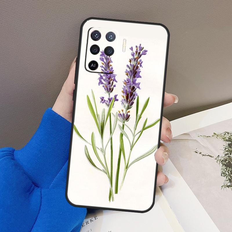 Lavender Purple Flower Case For Oppo A77 A57 A17 A60 A80 A40 A74 A54 A94 A78 A98 A18 A38 A58 A96 A76 A16 A15 A5 Pro