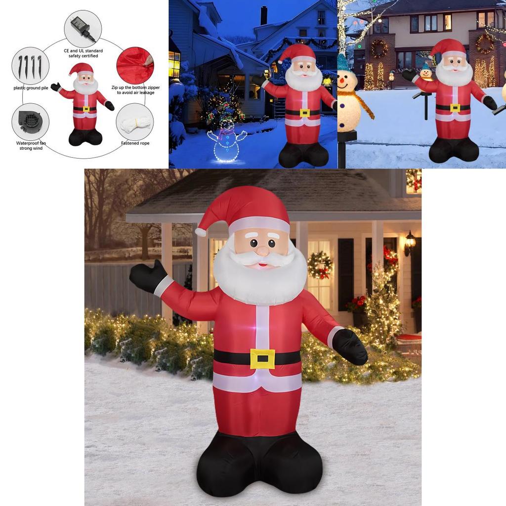 Färgglad Uppblåsbar Jultomte Med LED-lampor För Festlig Utomhusdekoration