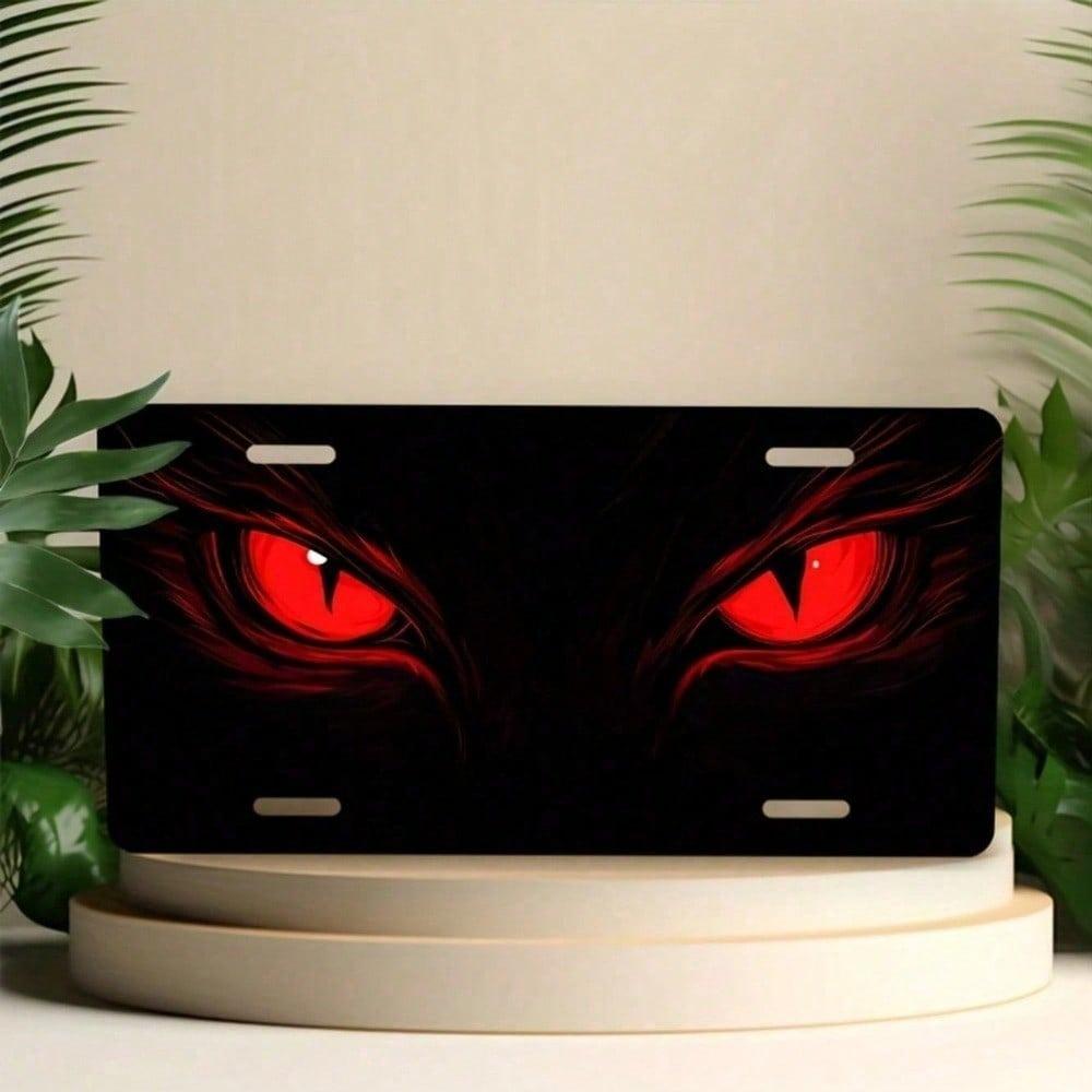 Night Eye Decorative License Plate Frame Waterproof Aluminum Universal 5.9x11.8in Fade-Resistant Exterior Accessory for Vehicle Decor