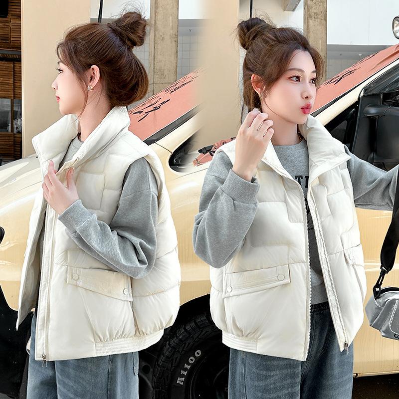 Down cotton vest women's short autumn and winter new versatile cotton-padded vest vest vest jacket
