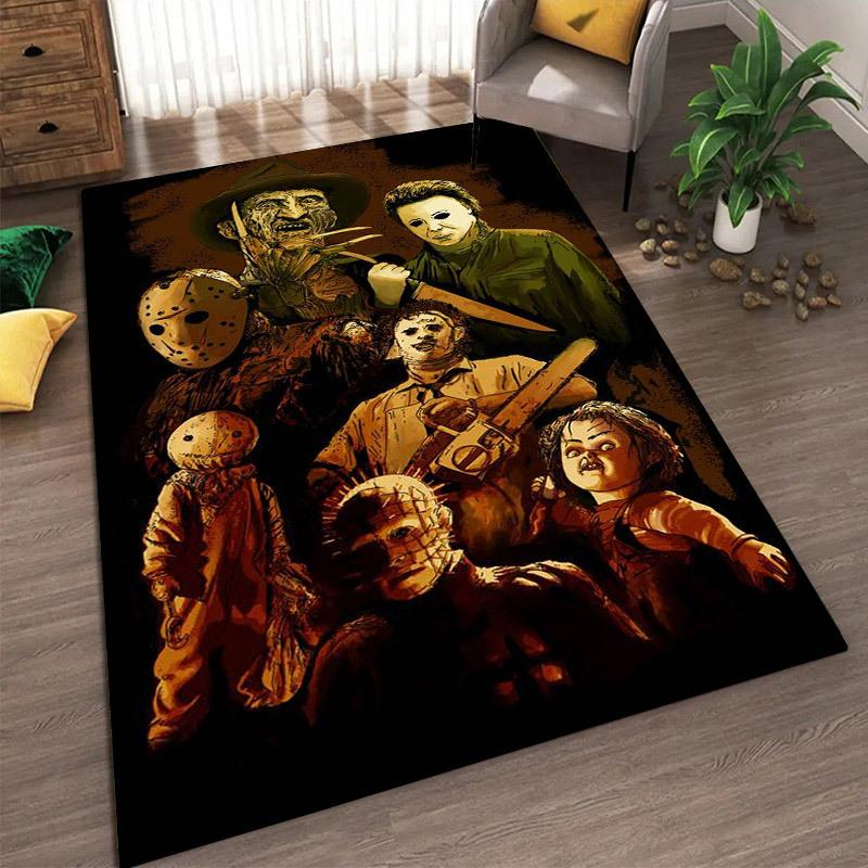 Хэллоуин Ужас Скелет Клоун Коврик для пола Гостиная Прикроватный Спальня Декоративный ковер Украшение дома 120*160cm