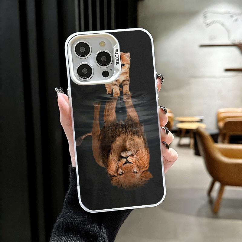 Cat Reflects Tiger Cool Shockproof Phone Case for iPhone 17 Air 16 16E 15 Pro Max 14 Plus 13 Mini 12 Back Cover Anti Fall Fundas