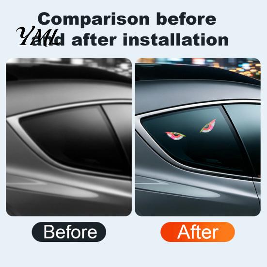 Unique Demon Eye Car Light Solar Eyes LED Light, USB Wireless Animated Warning Lights for Windshield Creative Automotive Decor And Rear Window,