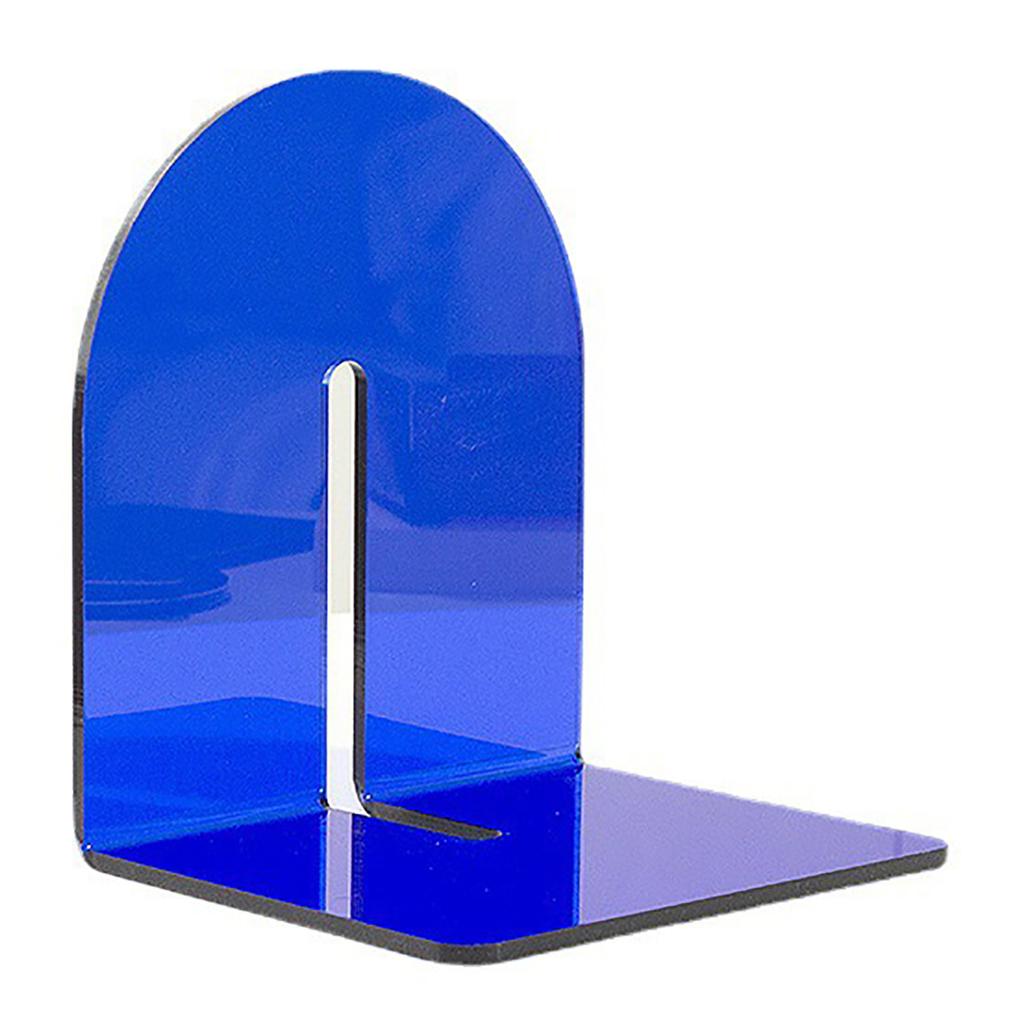 Acrylic Book End Thickened L Shape Bookend Stopper Desktop Book Organizer for Home Library Office Translucent Blue