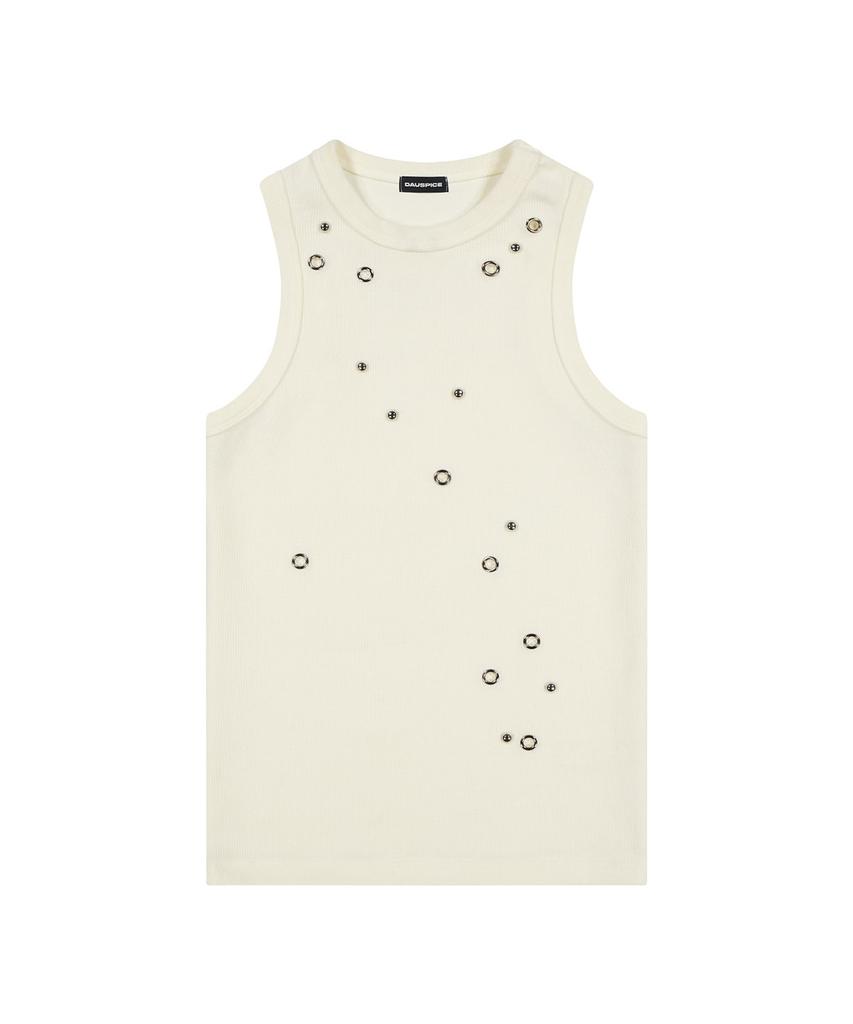 DAUSPICE (Duc) Eyelet Stud Tank Top White