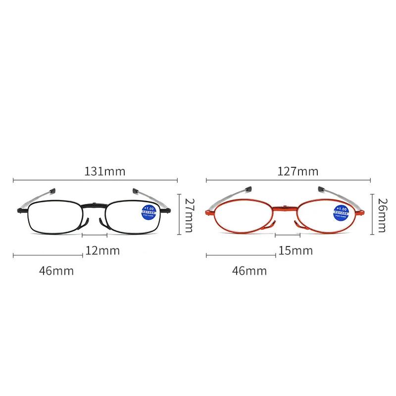 Skládací přenosné brýle na čtení s pouzdrem Unisex Retro Teleskopická rotace Dalekozrakost Presbyopie Muži Ženy Dioptrické brýle