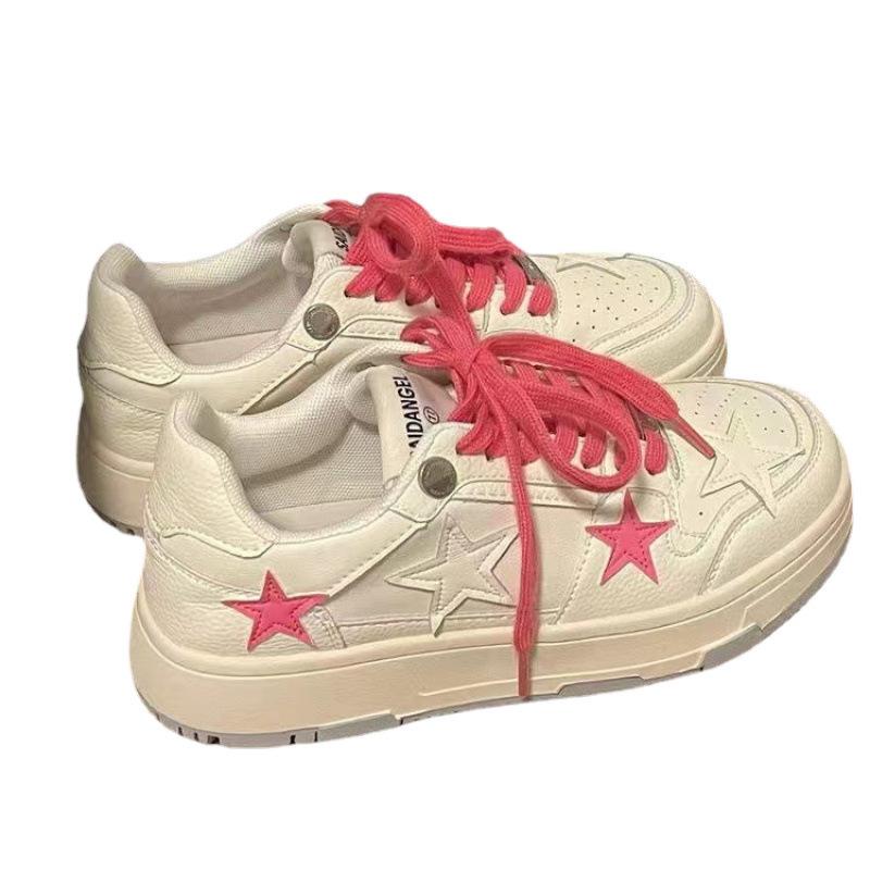 New star skateboard shoes women's ins Hong Kong trendy shoes thick sole heightening little white shoes casual sports shoes niche women's shoes -