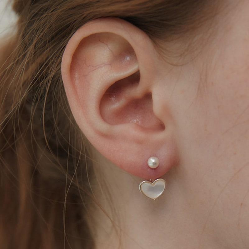 TATIANA (925 Silver) Aurora Heart Pearl Ear Jacket Earrings EC3079